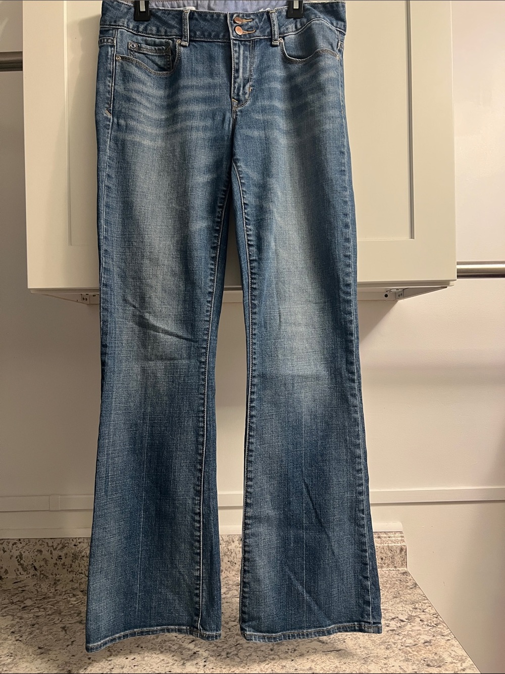 High-Rise Blue Flared Perfect Boot Jeans - Classic Wash